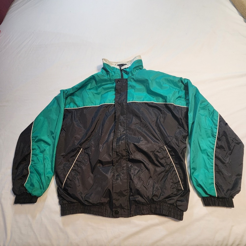 Vintage Jacques Carpentier Windbreaker Jacket Mens Large L Colorblock Teal 90s